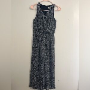 LOFT Black and White Floral Jumpsuit